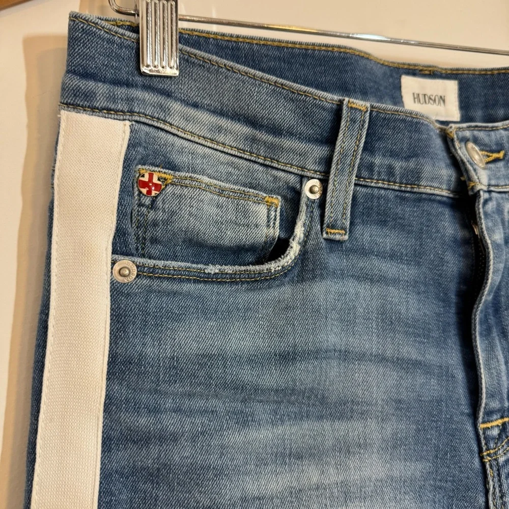 Hudson Natalie Mid Rise Super Skinny Ankle Jeans White Side Stripe Women’s 27 - Picture 7 of 13